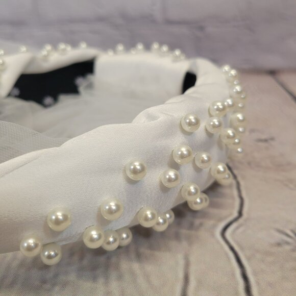 Lele Sadoughi Veil Imitation Pearl Satin Headband - Picture 3 of 9